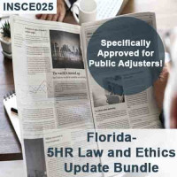 Florida 5-hour Law and Ethics Update Bundle - Public Adjusters (3-20) - 16-hour Course including extra 11 hours of General Elective credits (INSCE025FL16c)